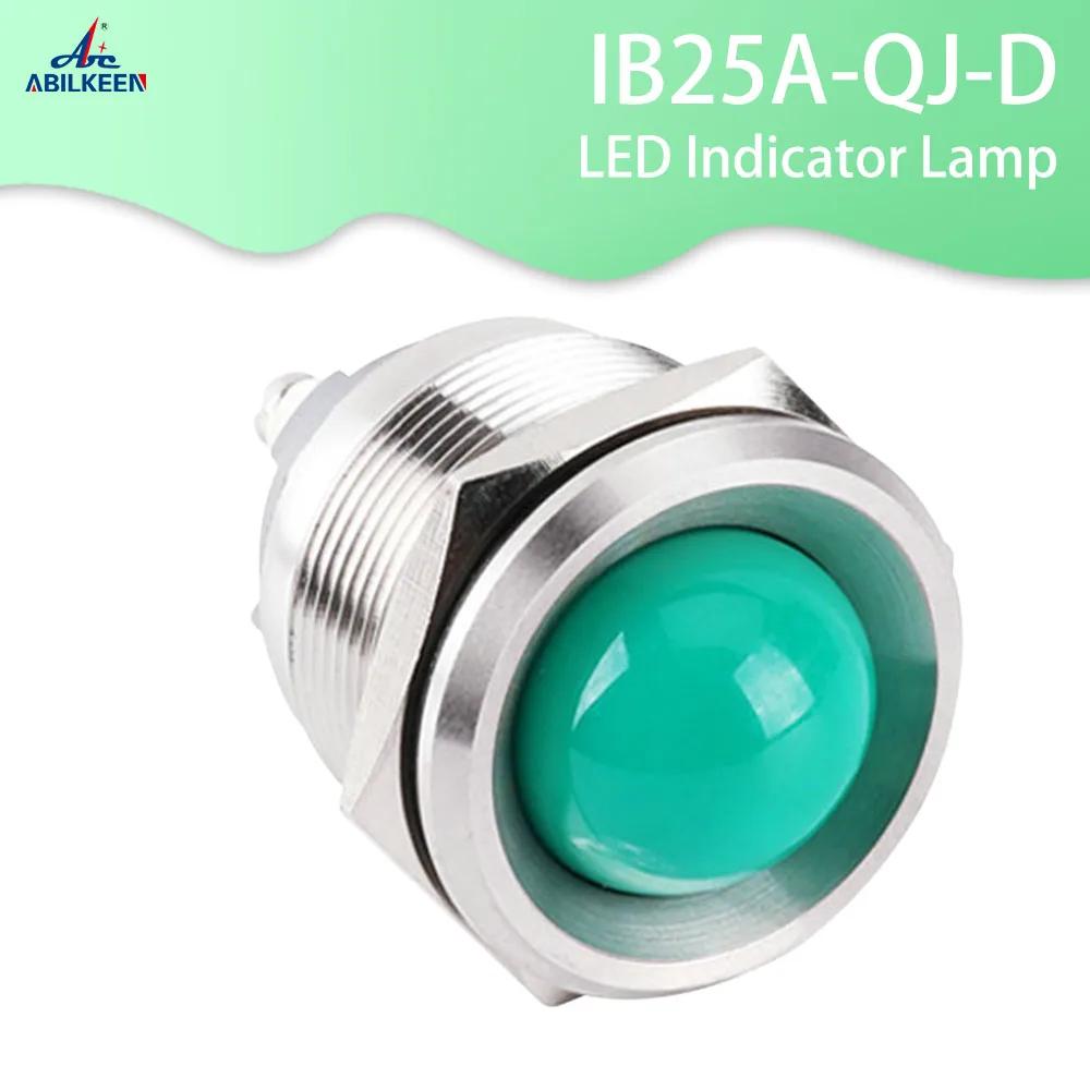 25mm IP67 Waterproof Metal LED Indicator Lamp Light Signal Pilot Warning Concave Stainless Steel Indicator Bulb Lamp